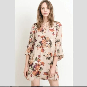 Stitch Fix Gilli Boho Floral Long Sleeve Cutout Dress New